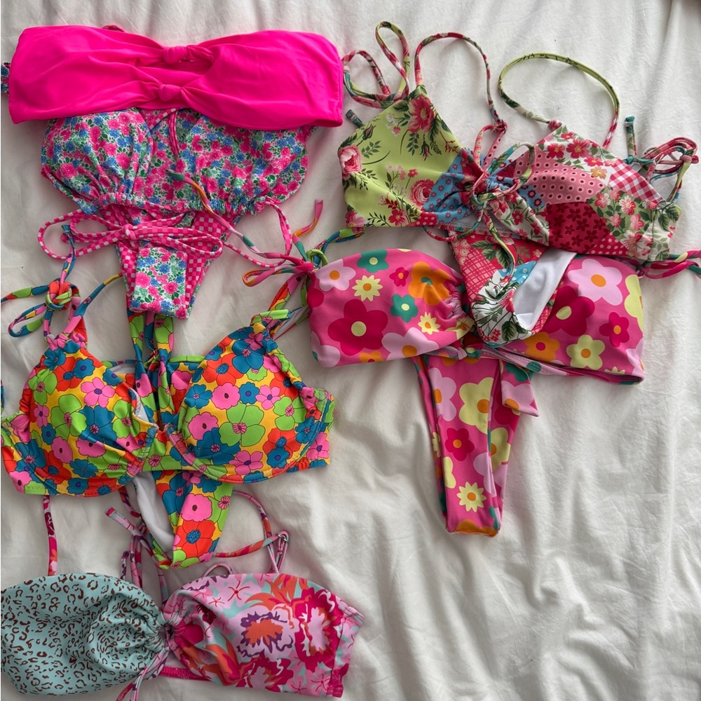Colorful Floral Bikini Sets + 2 Tops